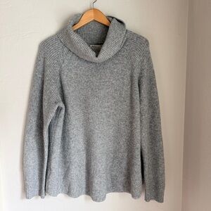 LOFT Women's Wool Blend Gray Textured Knit Turtleneck Sweater Size XL